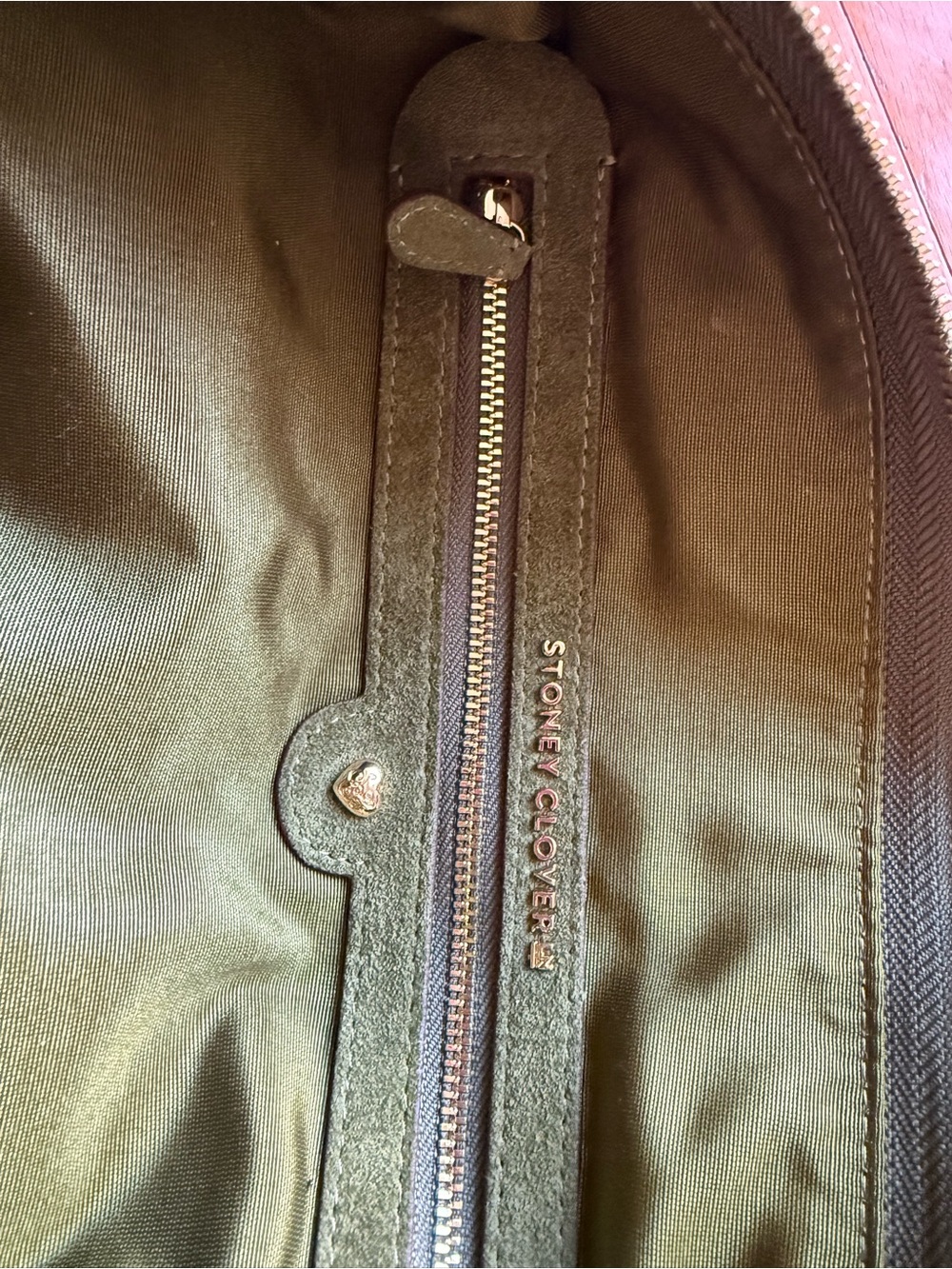 Stoney Clover Lane Suede Leather Pittsford Pouchette Shoulder Bag 29 - Olive - Picture 11 of 15